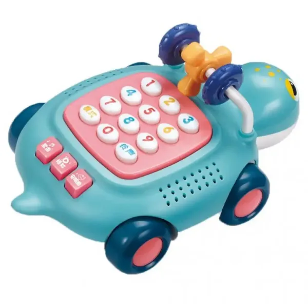Broasca țestoasă muzicală și luminoasă pentru bebeluși, telefon, în două variante, 20cm. imaginea 3