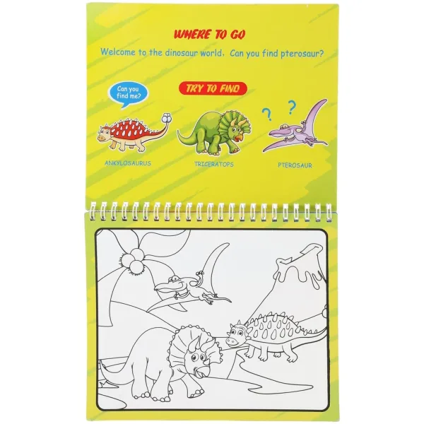 Caiet de activități care se colorează cu apă - Dinozauri imaginea 2