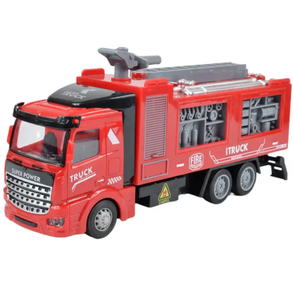 Camion de pompieri: Set de 3 camioane de pompieri cu funcție de retragere. imaginea 2