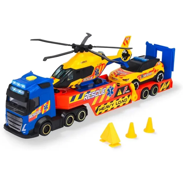 Camion de salvare cu elicopter și mașină - Dickie Toys imaginea 3