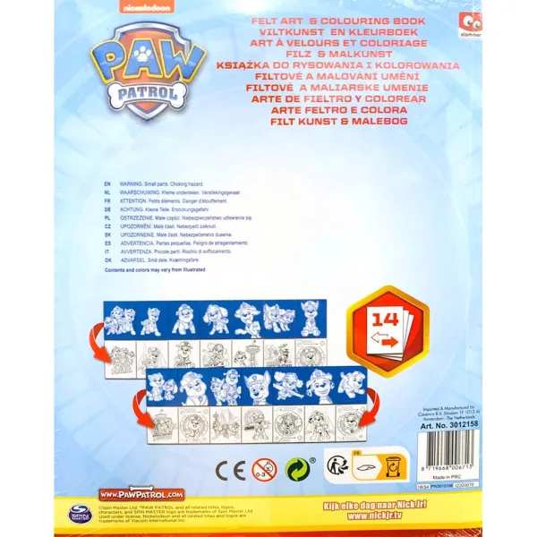 Canenco: Artă din fetru și carte de colorat Paw Patrol imaginea 2