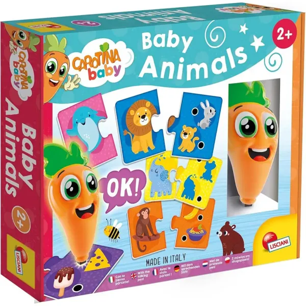 Carotina baby: Joc de asociere cu animale pentru dezvoltarea abilităților, cu stilou vorbitor - Lisciani imaginea 1