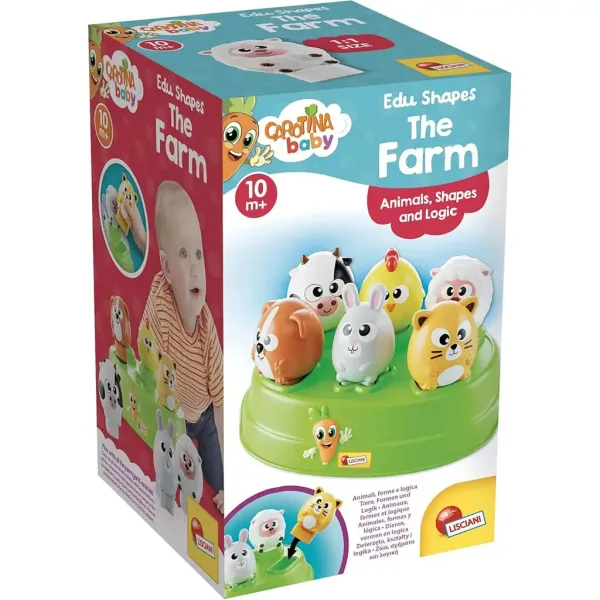 Carotina baby: Joc de sortare a formelor cu animale de la fermă - Lisciani imaginea 1