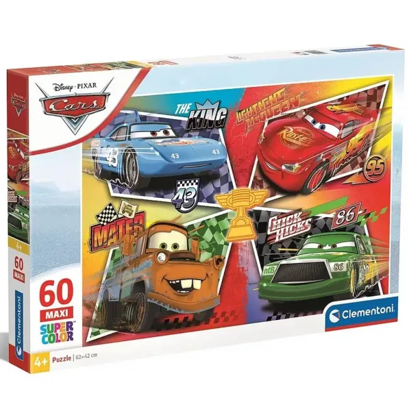 Cars: Maxi Super Color Puzzle 60 de piese - Clementoni imaginea 1