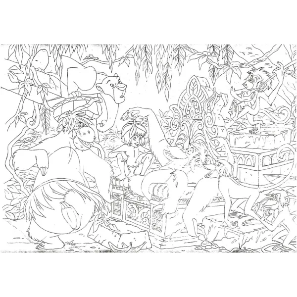 Carte de junglă 2 în 1 puzzle de 108 piese și carte de colorat 50x35cm - Lisciani imaginea 3