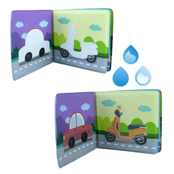 Carte pentru bebeluși: Vehicule, carte moale de bălăit, 14x13cm imaginea 3