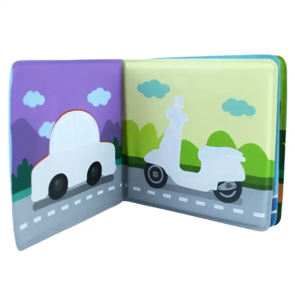 Carte pentru bebeluși: Vehicule, carte moale de bălăit, 14x13cm imaginea 4