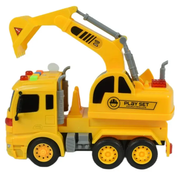 City Truck: Camion cu excavator cu lumina și sunet 20cm imaginea 5