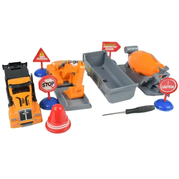 City Truck: Camion de construcție cu roți pivotante, cu plăci de semnalizare, 19cm imaginea 8