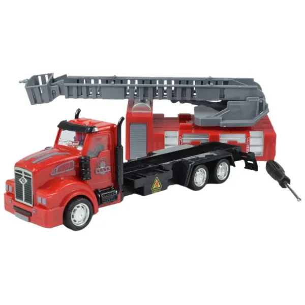 City Truck: Camion de pompieri cu roți pivotante, echipat cu semne de identificare, 19cm imaginea 6