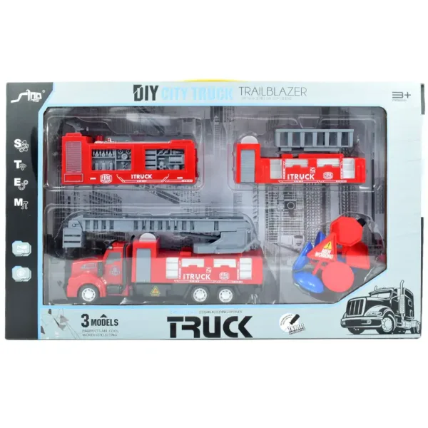 City Truck: Camion de pompieri cu roți pivotante, echipat cu semne de identificare, 19cm imaginea 9