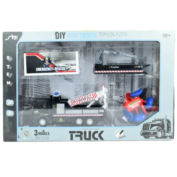 City Truck: Camion de salvare cu roți pivotante, transformabil, cu semne de camion, 19cm imaginea 9