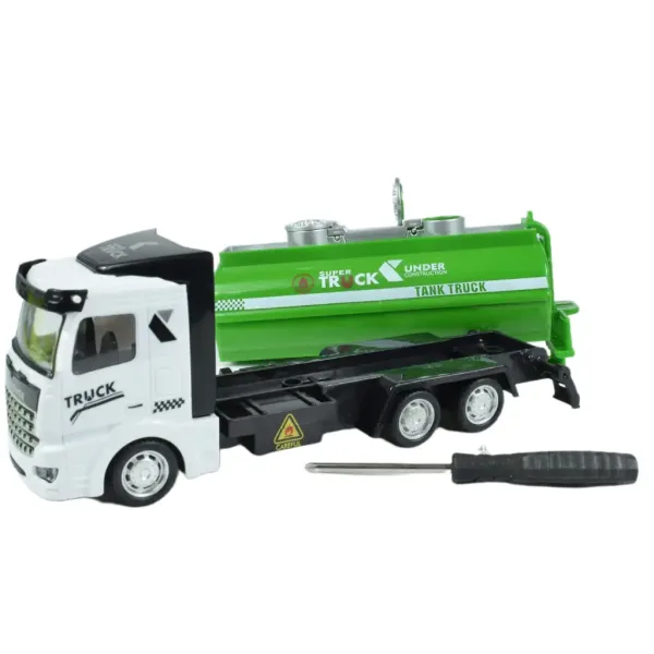 City Truck: Camion de transport deșeuri transformabil cu roți inerțiale și indicatoare rutiere, 19cm imaginea 6