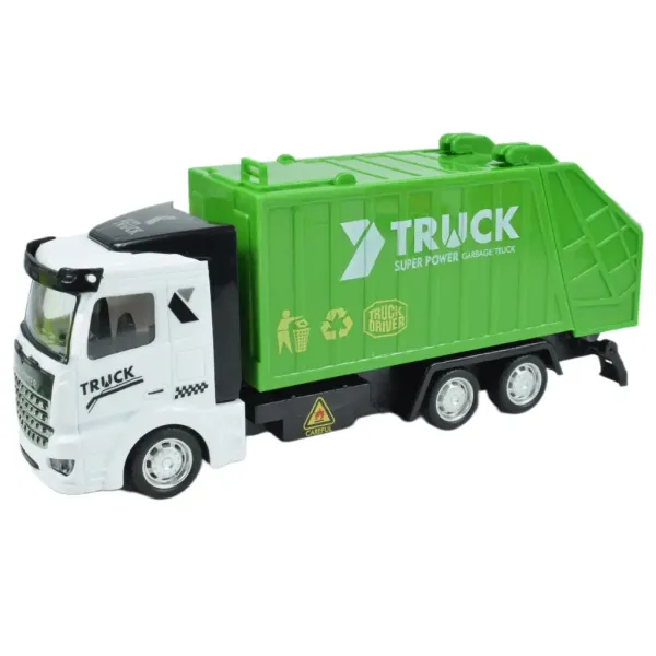 City Truck: Camion de transport deșeuri transformabil cu roți inerțiale și indicatoare rutiere, 19cm imaginea 7