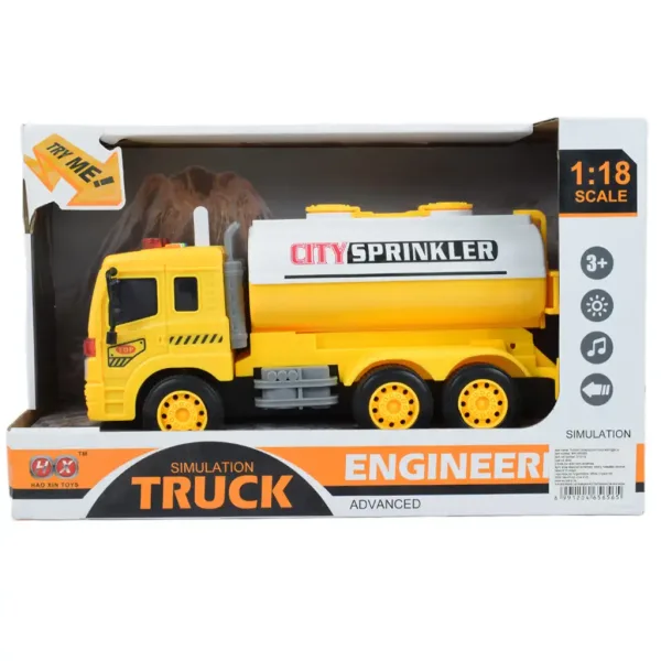 City Truck: Camion galben cu rezervor, cu lumină și sunet 1/18 imaginea 5