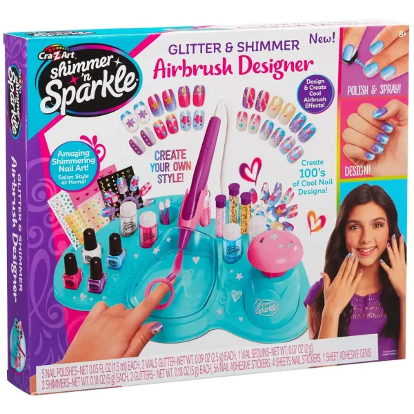 Cra-Z-Art: Shimmer and Sparkle - Set de studio pentru unghii cu pulverizator de vopsea Glitter & Shimmer imaginea 7