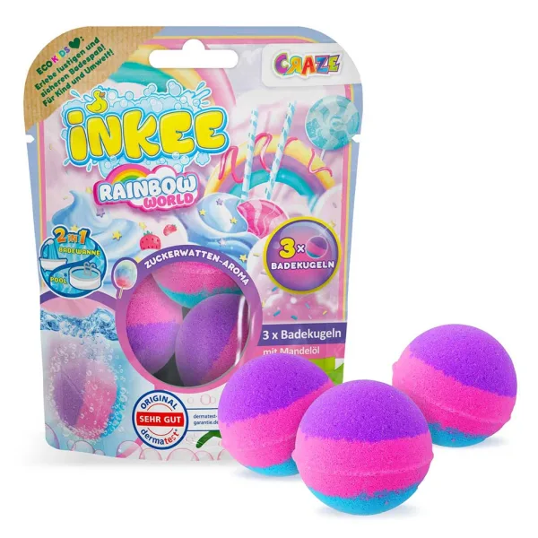 Craze Inkee: Set de 3 bile de baie vegane, colorate în culorile curcubeului imaginea 1