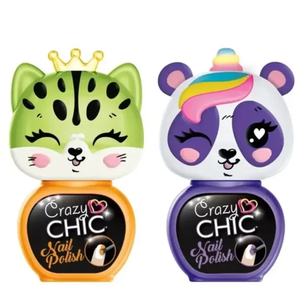 Crazy Chic: Lovely Nail lac de unghii cu pensulă în formă de animale set de 2 bucăți galben și roz - Clementoni imaginea 2