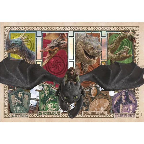 Cum să-ți dresezi dragonul - Dragoni și eroi, puzzle de 300 de piese - Clementoni imaginea 2