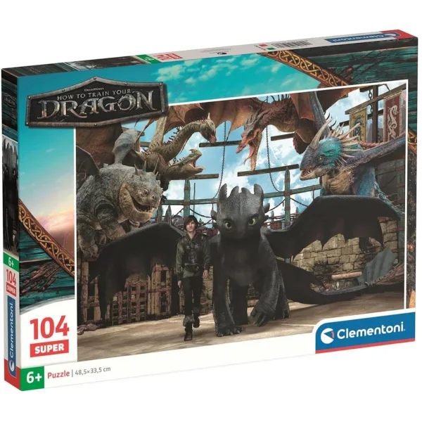 Cum să-ți dresezi dragonul: Alianța dragonilor, puzzle Supercolor de 104 piese - Clementoni imaginea 1