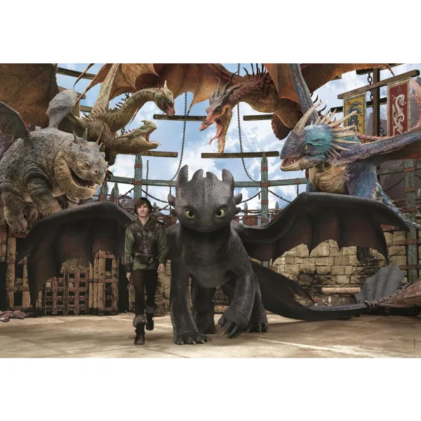 Cum să-ți dresezi dragonul: Alianța dragonilor, puzzle Supercolor de 104 piese - Clementoni imaginea 2
