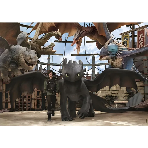 Cum să-ți dresezi dragonul Puzzle Super Color 104 piese - Clementoni imaginea 2