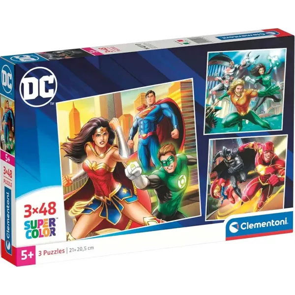 DC Liga Dreptății 3x48 piese puzzle Supercolor - Clementoni imaginea 1