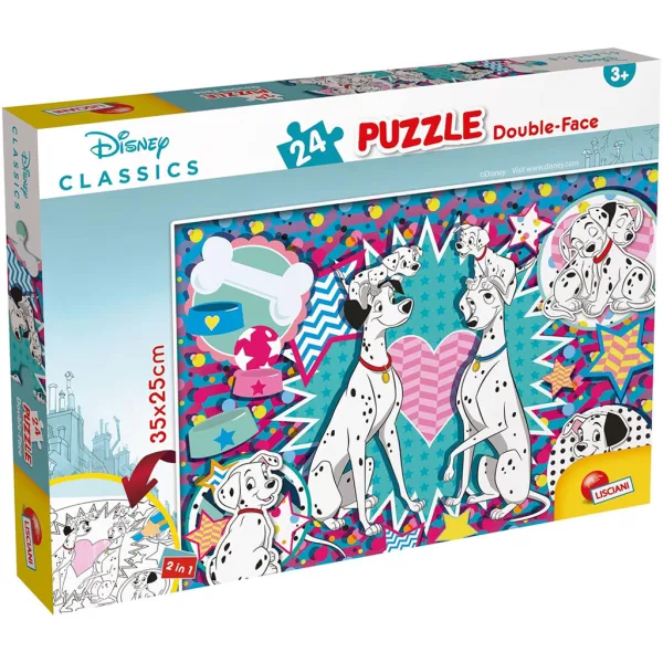 Disney 101 Dalmațieni 2 în 1 puzzle de 24 de piese și carte de colorat 35x25cm - Lisciani imaginea 1