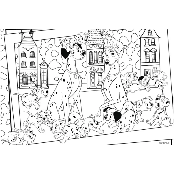 Disney 101 dalmațieni 2 în 1 puzzle de 24 piese și carte de colorat 50x35cm - Lisciani imaginea 3