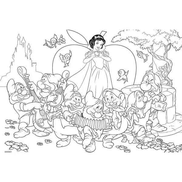 Disney Albă ca Zăpada 2 în 1 maxi puzzle cu 24 piese și carte de colorat 70x50cm - Lisciani imaginea 2