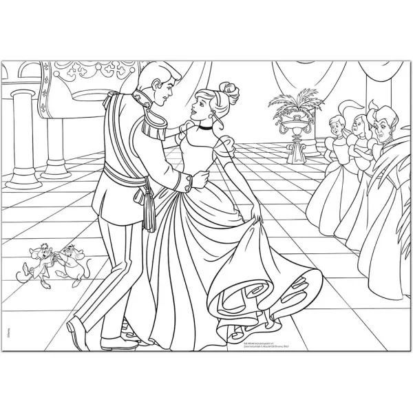 Disney Cenușăreasa 2 în 1 puzzle maxi cu 35 piese și carte de colorat 70x50cm - Lisciani imaginea 2