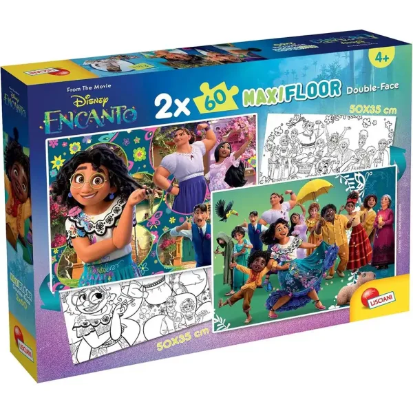 Disney Encanto 2 în 1 maxi puzzle 2x60 piese și carte de colorat 50x35cm - Lisciani imaginea 1
