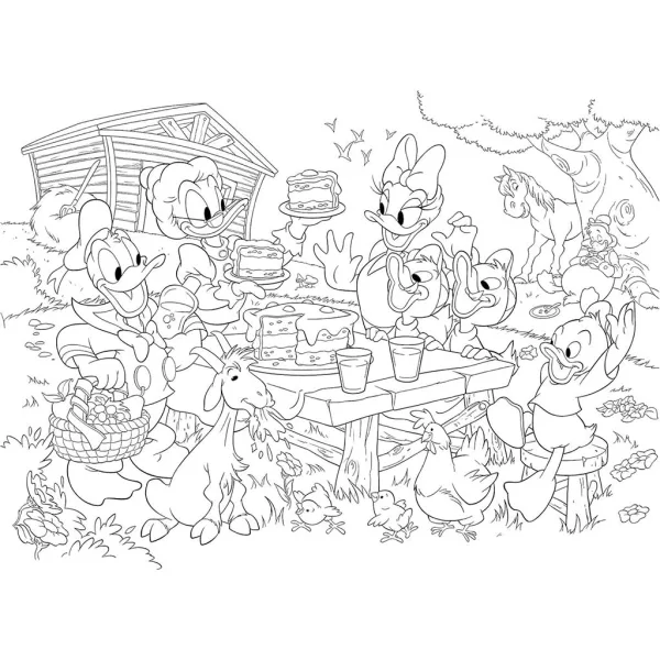 Disney Familia lui Donald Duck 2 în 1 maxi puzzle cu 35 piese și carte de colorat 70x50cm - Lisciani imaginea 2