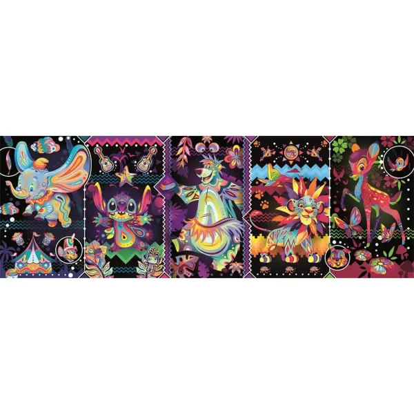 Disney: Personaje Neon puzzle panoramic de 1000 de piese, 98x33cm - Clementoni imaginea 2