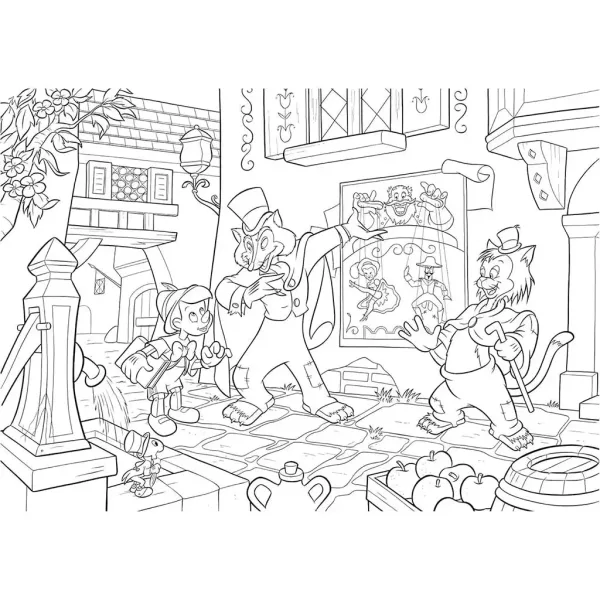 Disney Pinocchio 2 în 1 maxi puzzle de 35 piese și carte de colorat 70x50cm - Lisciani imaginea 2