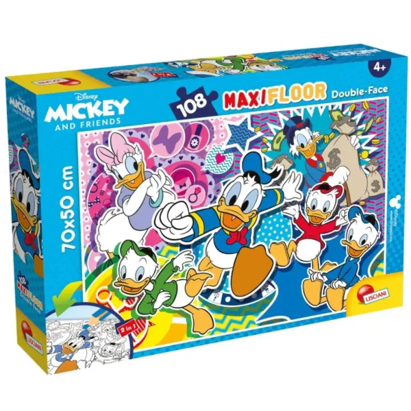 Disney DuckTales 2 în 1 puzzle cu 108 piese și carte de colorat 70x50cm - Lisciani imaginea 1