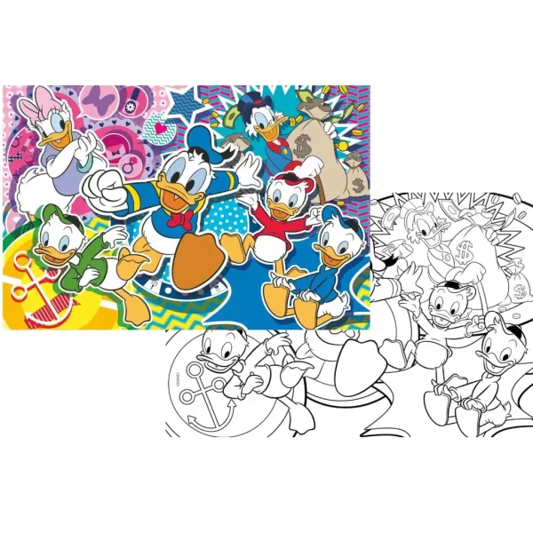 Disney DuckTales 2 în 1 puzzle cu 108 piese și carte de colorat 70x50cm - Lisciani imaginea 2