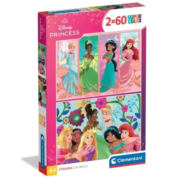 Disney+Prințese 2x60 piese Supercolor puzzle - Clementoni imaginea 1
