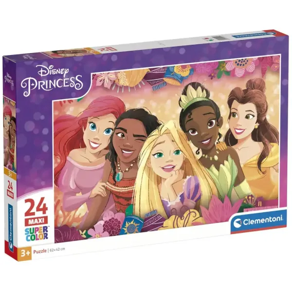 Disney+Prințese: Maxi Super Color Puzzle 24 piese - Clementoni imaginea 1