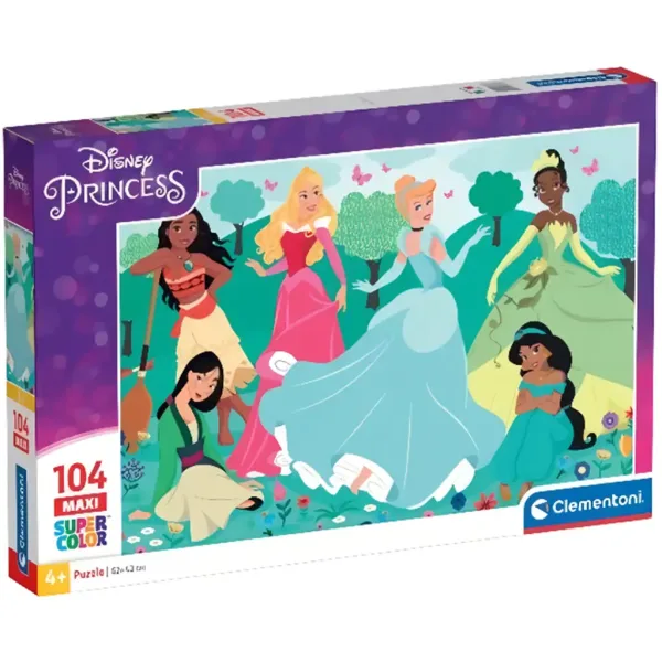 Disney+Prințese prietene puzzle maxi supercolor 104 piese - Clementoni imaginea 1