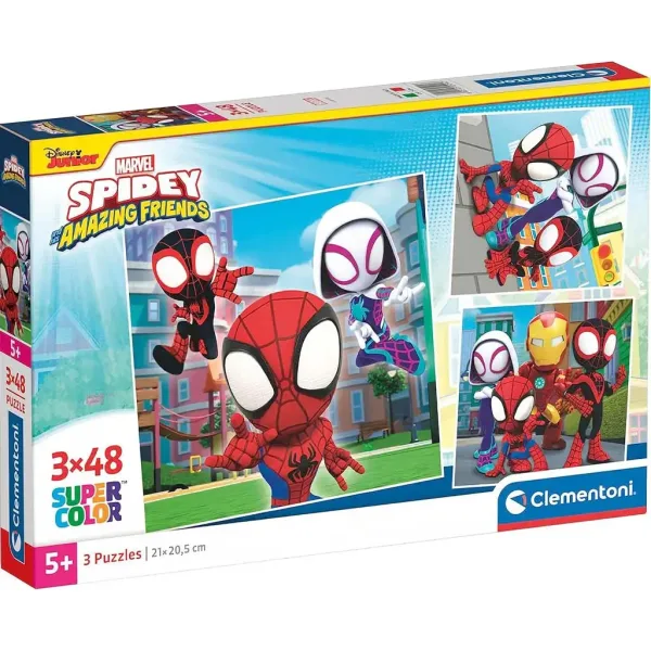 Disney Spidey puzzle Supercolor 3x48 de piese - Clementoni imaginea 1