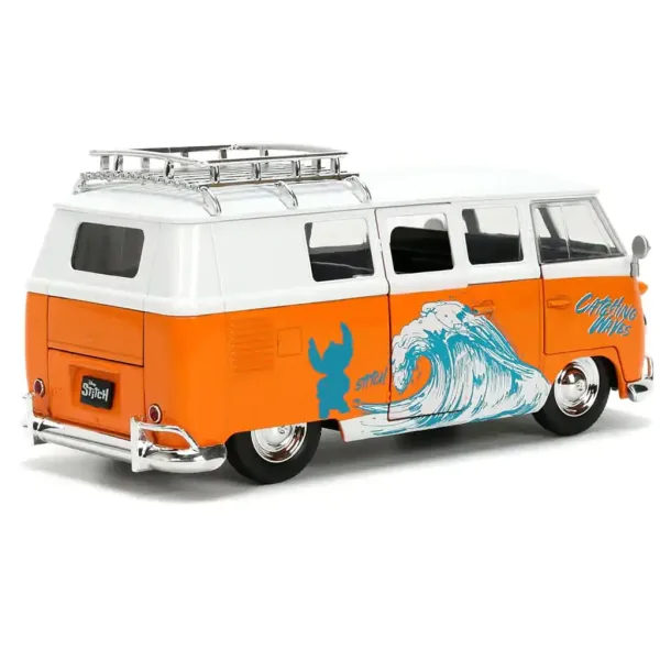 Disney Stitch – Volkswagen Bus din 1961, mașinuță de jucărie la scară 1/24 cu figurina Stitch – Jada Toys imaginea 3