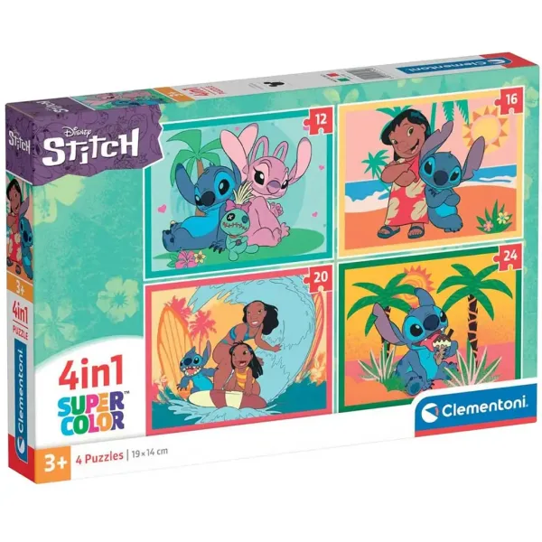 Disney Stitch 4-în-1 Supercolor puzzle - Clementoni