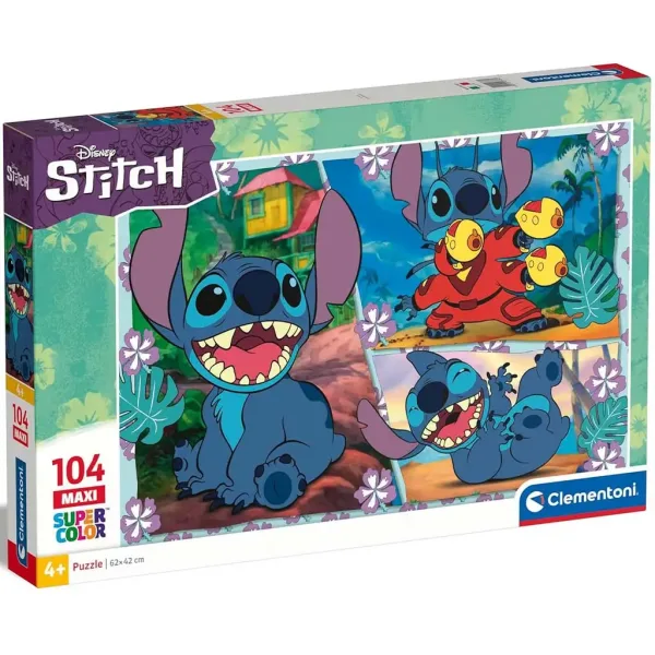 Disney+Stitch puzzle maxi Supercolor de 104 piese - Clementoni imaginea 1