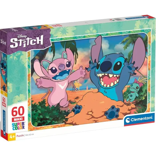 Disney Stitch puzzle maxi supercolor 60 de piese - Clementoni imaginea 1
