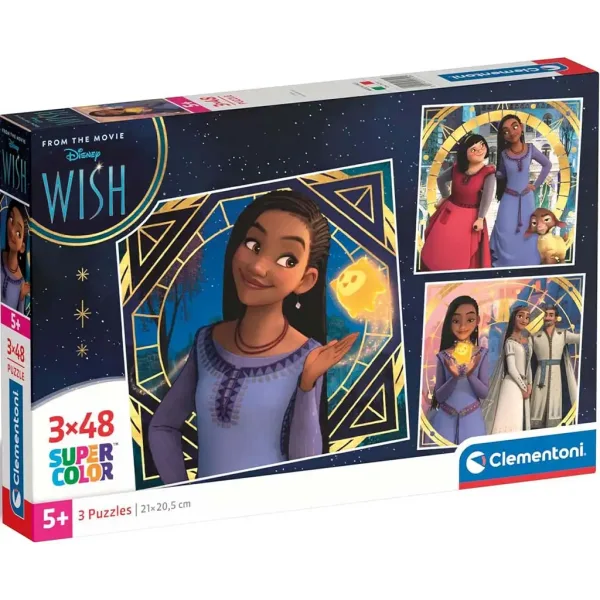 Disney Wish puzzle Supercolor de 3x48 piese - Clementoni imaginea 1