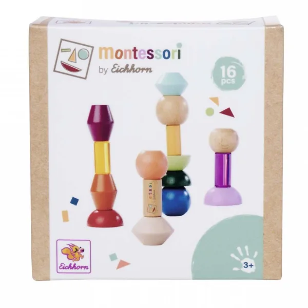 Eichhorn: Turn Montessori din lemn cu forme – Joc creativ de echilibru - Simba Toys imaginea 1