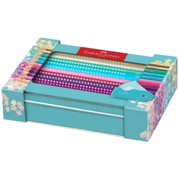Faber-Castell: Set de creioane colorate Sparkle – cutie metalică decorativă cu 20 de bucăți imaginea 1
