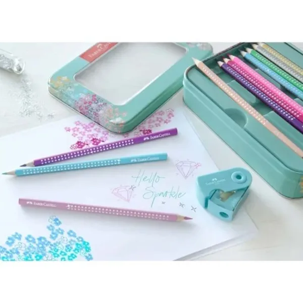 Faber-Castell: Set de creioane colorate Sparkle – cutie metalică decorativă cu 20 de bucăți imaginea 3