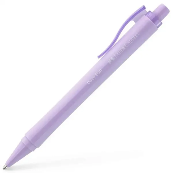 Faber-Castell: Stilou cu bilă de culoare albastră cu corp în nuanță de lila pastel imaginea 1